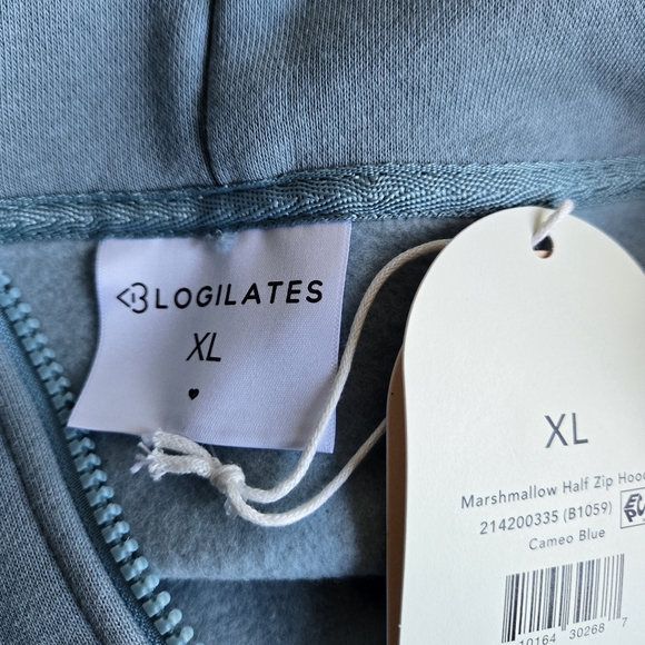 Blogilates Marshmallow Half Zip Hoodie Sweatshirt NWT Teal Blue - Picture 8 of 11